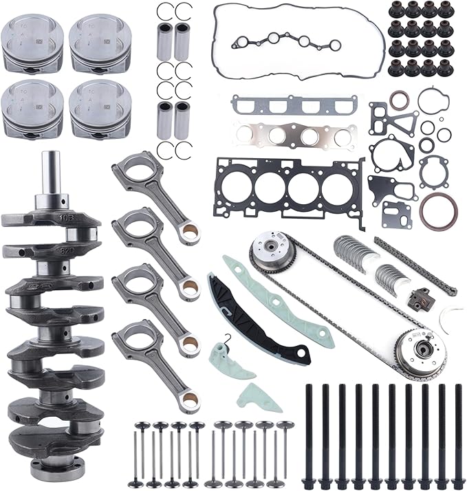 G4KF 2.0L Engine Rebuild Overhaul Kit w/Crankshaft,Timing Chain Kit,Head Gasket Set,VVT & Connecting Rod Compatible with Hyundai Elantra Tucson Creta Kia Carens Forte Soul Replace# 23111-2G400