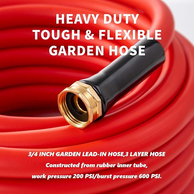 Garden Hose 150 ft x 5/8” Hot/Cold Heavy Duty Water Hose,-50°F to 190°F,Burst 600Psi Flexible Upgraded Rubber Hoses,3/4” Solid Fittings for All-weather Outdoor Lawn & Garden