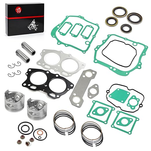 Piston & Ring Gasket Seal Top End Rebuild Kit STD Compatible with EZGO 4 Cycle Gas Golf Cart 350cc EH35C MCI Fuji Robin Engine 1996-2008