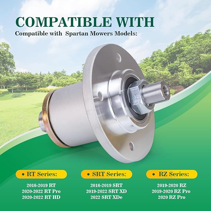 437-0005-00 Heavy Duty Spindle for Spartan Mower Parts Accessories 54 61 72 Inch Decks Lawn Mower Deck Spindle Compatible with Spartan Mower RT RZ SRT Pro HD XD XDe 2016-2022