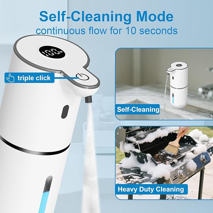 2 Pack Automatic Foaming Soap Dispenser Touchless, USB Rechargeable Smart Hand Soap Dispenser, 6-Level Adjustable, 12.8oz/380mL Wall Mount for Bathroom Kitchen Dish Soap