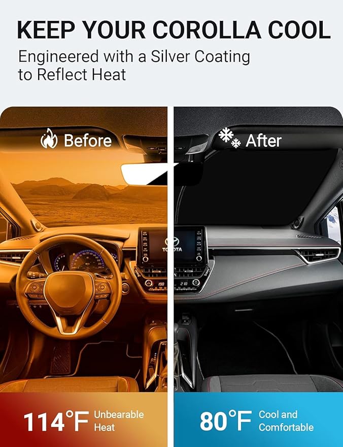 Proadsy Custom Fit Toyota Corolla 2014-2019 Windshield Sun Shade 4-Layer Foldable Front Sunshade Protector Sun Visor Blocks UV Rays Keep Car Cooler