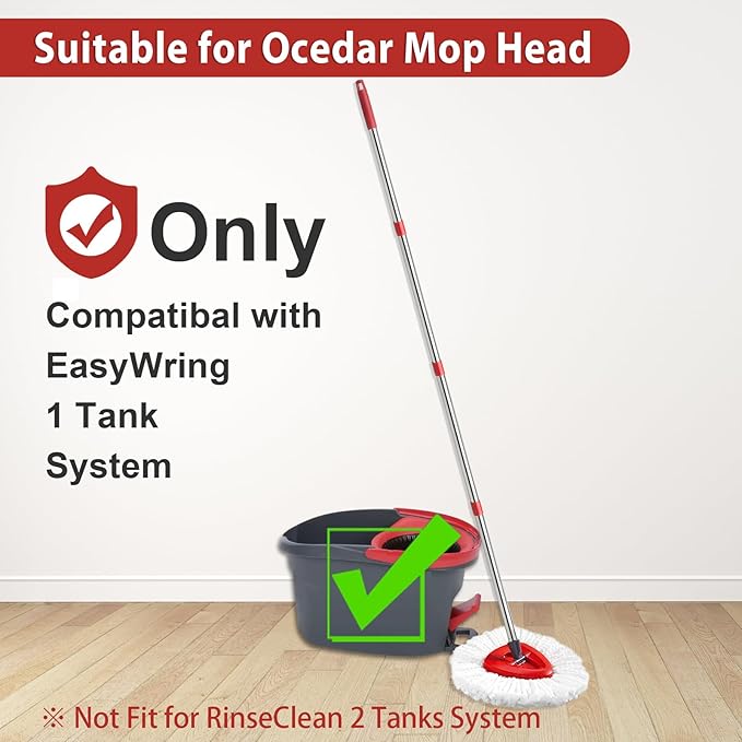 4-Section Spin Mop Replacement Handle- 2.5-5 Foot Mop Replacement Stick Only Compatible with Ocedar Mop Handle EasyWring (Mops Head & Base Not Included)