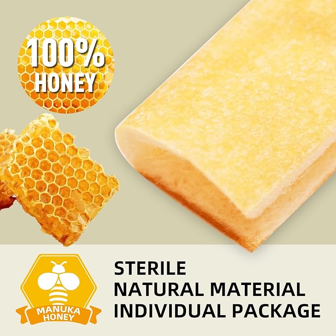 Manuka Honey Calcium Alginate Dressing, 12 Individual Pack, 2"x2" Patches, Wound Dressing with Calcium Alginate, Bandages for Burns, Faster Wound Care
