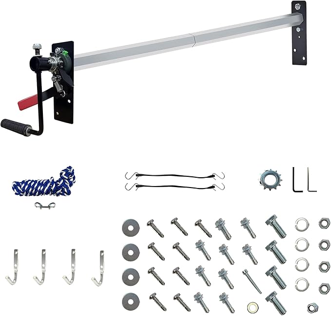 Width from 80" to 110", Hand Crank Tarp Roller Kit,Manual Pull Cab Level Dump Truck Tarp Roller Hexagon Axde equiped with 7" Sponge-Wrapped Handle (NO TARP)