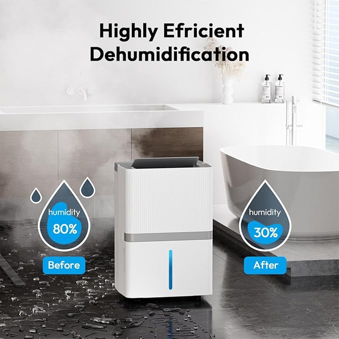 5000 Sq.Ft Dehumidifier for Basement and Home, 75 Pint Most Efficient Energy Star 2025 Dehumidifier with Drain Hose, Smart Humidity Control, 24H-Timer, for Bedroom, Bathroom, Large Room