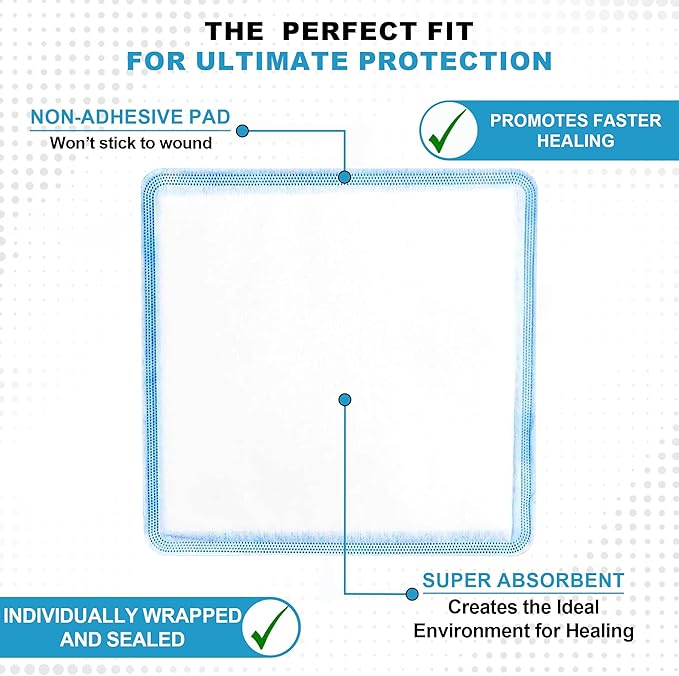 MedVance Super Absorbent Dressing, Dressing Pads for Wound Care, for Pressure Ulcers and 1st/2nd Degree Burns, Superior Moisture Absorbency Bandages, Box of 5 dressings (8"x8")