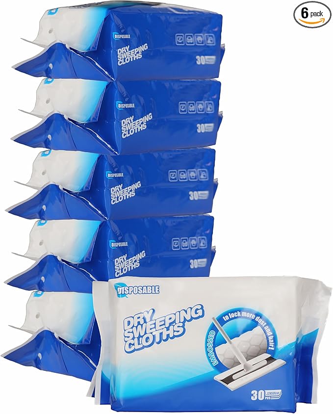 KMAKII Dry Sweeping Cloths Dry Mop Refills for Floor Mopping and Cleaning Disposable Dusting Cloths Electrostatic Cloths Unscented 180 Counts