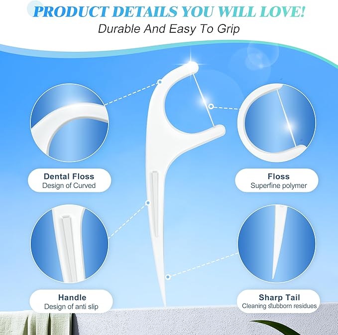Individually Wrapped Floss Picks, Multi-Color Oral Care Flossers for Adults with Handy Case, Mini Disposable Dental Floss Singles Bag for Travel, Hotel, Restaurant, Office, Car, Wedding - 2Case