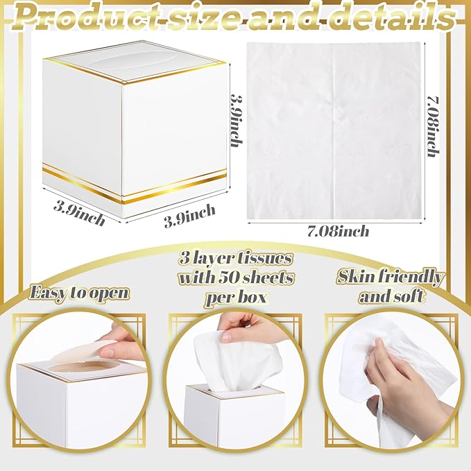 12 Pack Facial Tissues Cube Boxes Face Box 600 Sheets 3 ply Soft Paper Square Tissues Bulk for Car Pocket Toilet Household Bedroom Family(White)