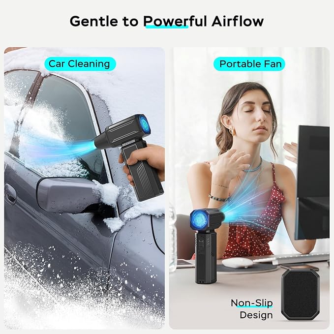 Compressed Air Duster,200000RPM Electric Portable Air Duster,Stepless Speed Mini Blower,No Canned Dust Blower,Rechargeable Cordless Jet Fan for Computer Keyboard Car Cleaning,Dry,Inflation-Black