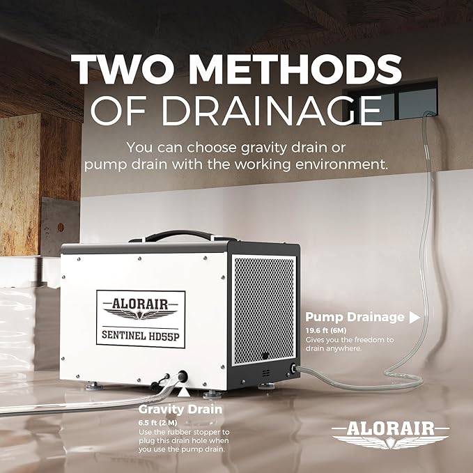 ALORAIR Crawl Space Dehumidifier, 120 PPD Crawlspace Dehumidifiers with Drain Hose and Pump for Basement, Portable Compact Auto Defrost Under House Industry Commercial Dehumidifier