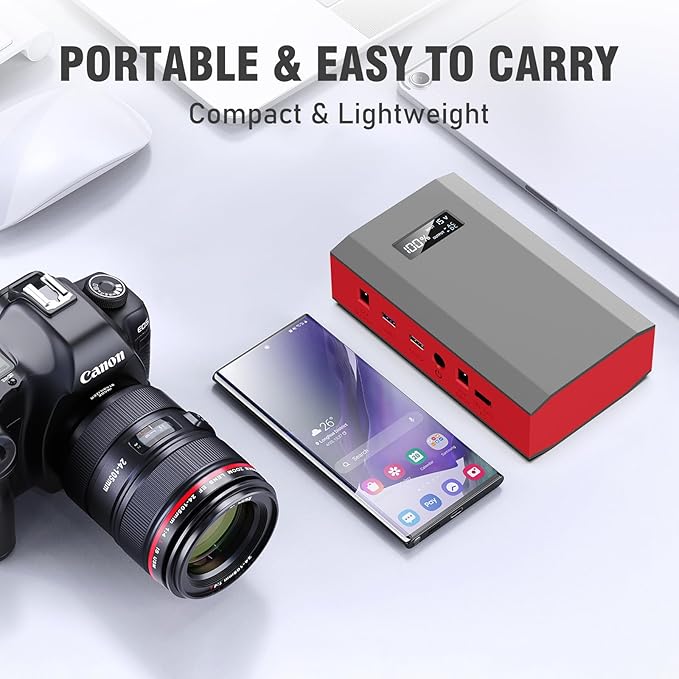 Portable Power Station with Foldable Solar Charger, 110V Solar Power Bank with AC Outlet, Camping Battery Bank with USB C for Outdoor Smart Device RV Travel Hiking Fishing Power Outage Backup