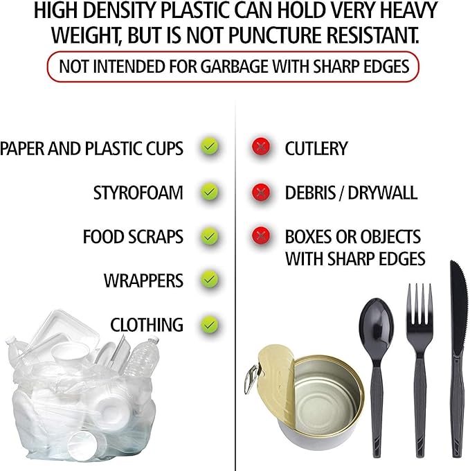 Aluf Plastics High Density Trash Bags, 16 Gallon, 4000 Count, 8 Micron (eq), 24" x 33", Clear, for Bathroom, Office, Industrial, Commercial, Janitorial, Municipal, Recycling
