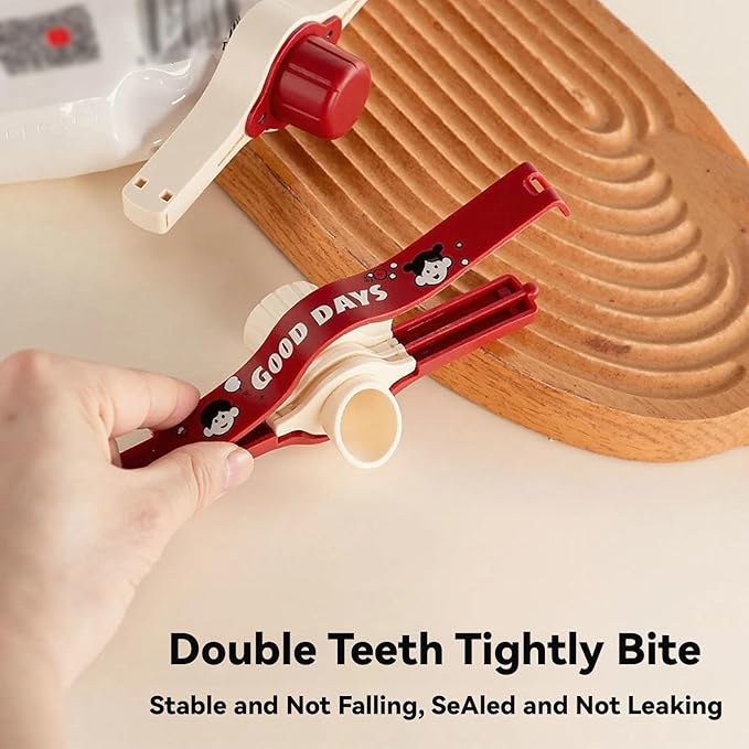 2-in-1 Bag Clips with Pour Spout & Cap, 2PCS Food Storage Sealing Clips | Moisture-Proof Fresh-Keeping No Spill Design for Cereal, Snacks, Coffee, Powder | Reusable Kitchen Organization Gadgets