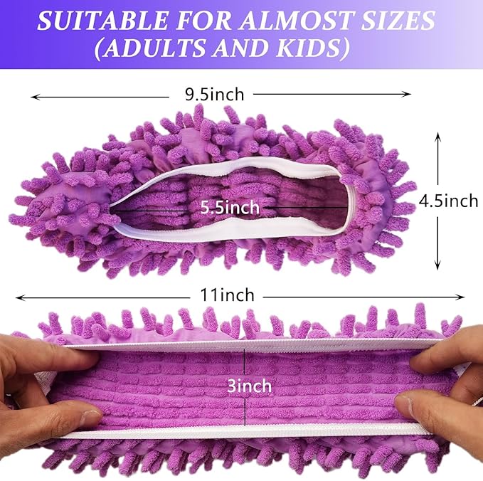 M-jump 8 PCS 4 Pairs Duster Mop Slippers Cover, Multi Function Chenille Fibre Washable Dust Mop Floor Cleaning Shoes for Bathroom, Office, Kitchen, House Polishing