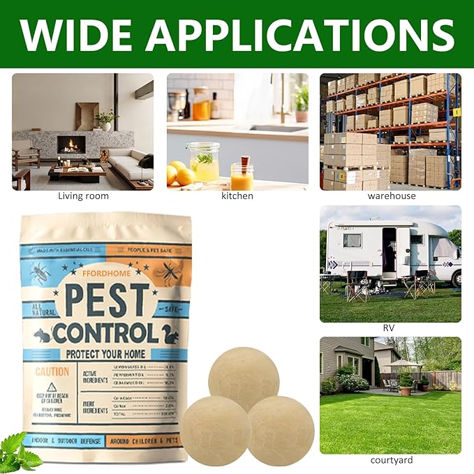 Pest Repellent ， Moth Balls for Outdoor use， Keep Pest Away Repel Mice and Rats, Roach, Ant, Spider, Mosquito & Moth（8BALLS）