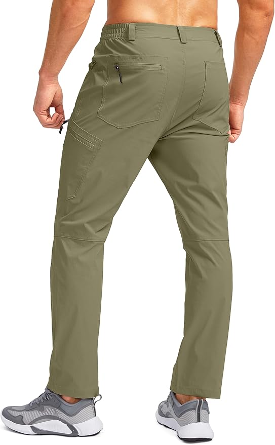 Pudolla Men's Lightweight Hiking Pants with 7 Pockets Quick Dry Water Resistant Fishing Travel Pants