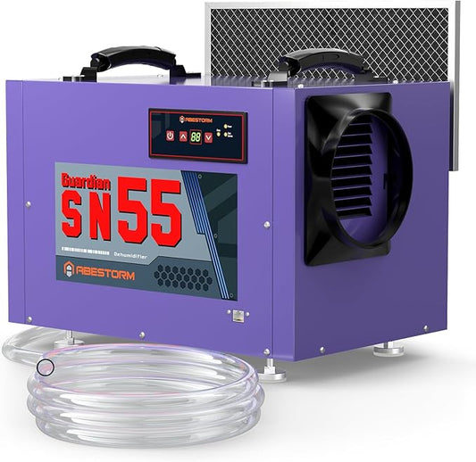 Abestorm Crawl Space Dehumidifier with Hose, 113 Pint Commercial Dehumidifiers Up to 1,200 sq. ft. for Basement, Under House, Humidity Control, Auto Defrosting, Memory Starting(Guardian SN55)