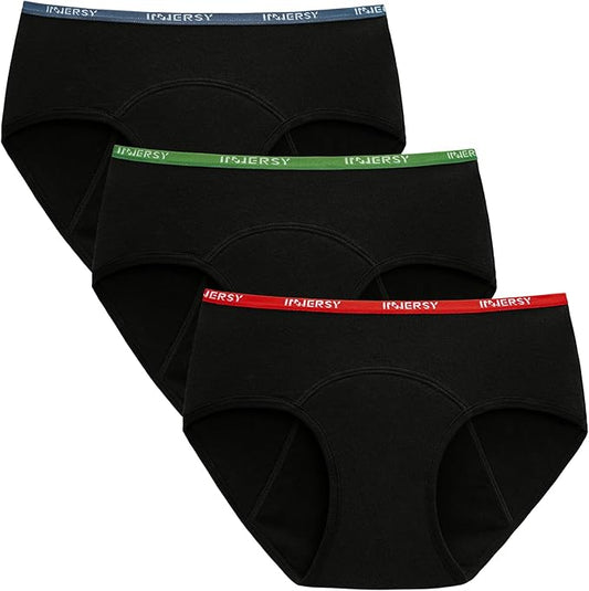 INNERSY Period Underwear for Teens Girls Cotton Leak-Proof Menstrual Panties 3-Pack