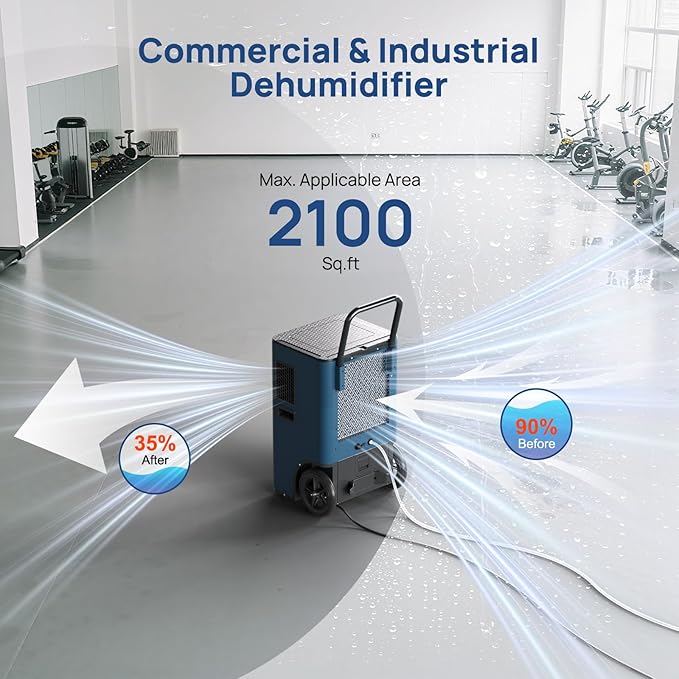 ARGENDON 170 Pints Commercial Home Dehumidifier with Pump for Basement up to 2100 sq.ft Drain Hose for Industrial Humidity Control, Water Damage Restoration, Basement, Garage, Whole House