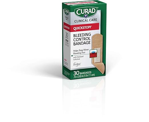 Curad Quickstop Flex-Fabric Bandages, Quickstop Bleeding Control Technology, 0.75" x 2.83", 30 Count (Pack of 3)