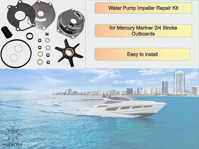 Upper Water Pump Repair Kit 99157T2 for Mercury Mariner 2 Stroke 15-25 HP 4 Stroke 9.9-15 HP 46-99157T2