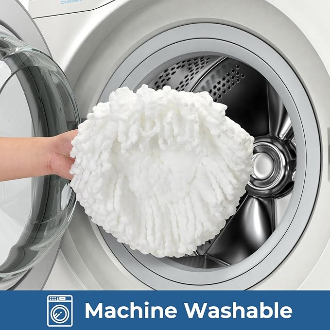 Matthew Spin Mop Replace Head Kit,Base,Handle Compatible with EasyWring Microfiber Spin Mop,4 Mop Refills Replacement Heads,30-58in Mop Handle and 1 Mop Base Combo Set White (1-Tank System)