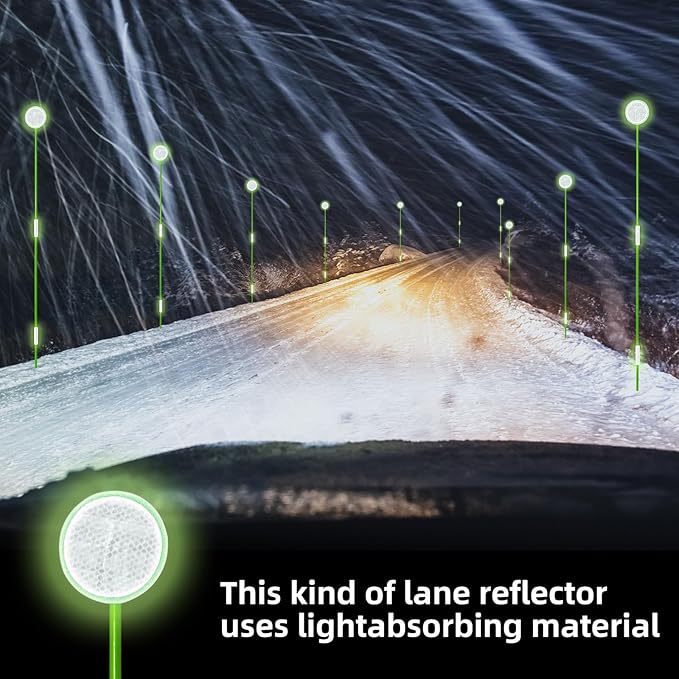 Driveway Markers Reflectors, Glow-in-The-Dark Lane Recognition Reflectors, 49.5Inch Fiberglass Pole Double Sided Reflectors for Driveway, Reflective Driveway Markers for Snow Plowing(4Pcs)