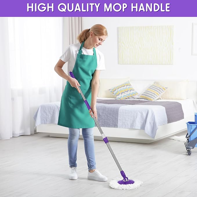 Rtteri Spin Mop Replacement Handle 360 Degree Spin Mop Pole Handle Replacement Rotating Telescopic Stick for Head Replace Spinning Household Cleaning Accessories for Home(Purple)