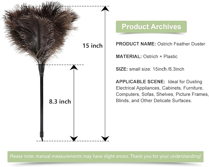 Ostrich Feather Duster – Reusable, Anti-Static Design for Cleaning Delicate Items, Antiques, Electronics, and More, 3-Pack, 15-Inch – Perfect for Home, Office, and Car