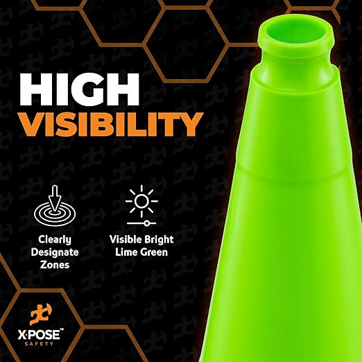 Xpose Safety 28 Inch Lime Traffic Cones - Bulk Full Pallet 297 Pack - Premium PVC Safety Cone for Parking, Caution, Construction, Road Crews, Emergency Vehicle - DOT Approved
