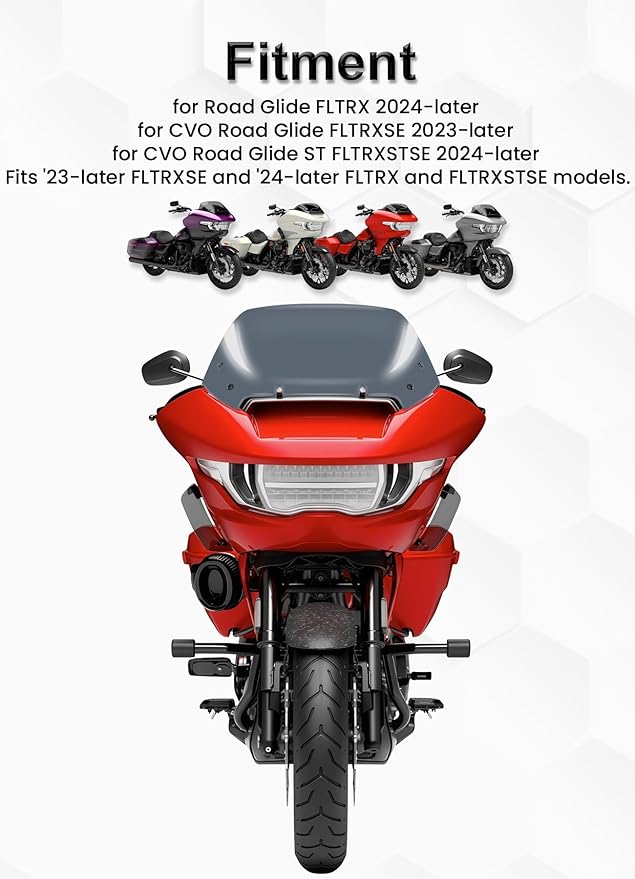 10" Wave Windshield Windscreen Wind Splitter Compatible with Harley Davidson Touring CVO Road Glide FLTRXSE 2023-up,CVO Road Glide ST FLTRXSTSE 2024-up,Road Glide FLTRX 2024-up (Tint)