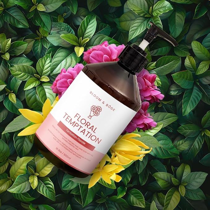 Luxury Liquid Hand Soap - Natural Scented Hand Wash - Gentle Hand Soap with Essential Oils & Aloe Vera - Handsoap - Moisturizing Handwash for Bathroom and Kitchen - Floral Temptation Scent, 16.9oz