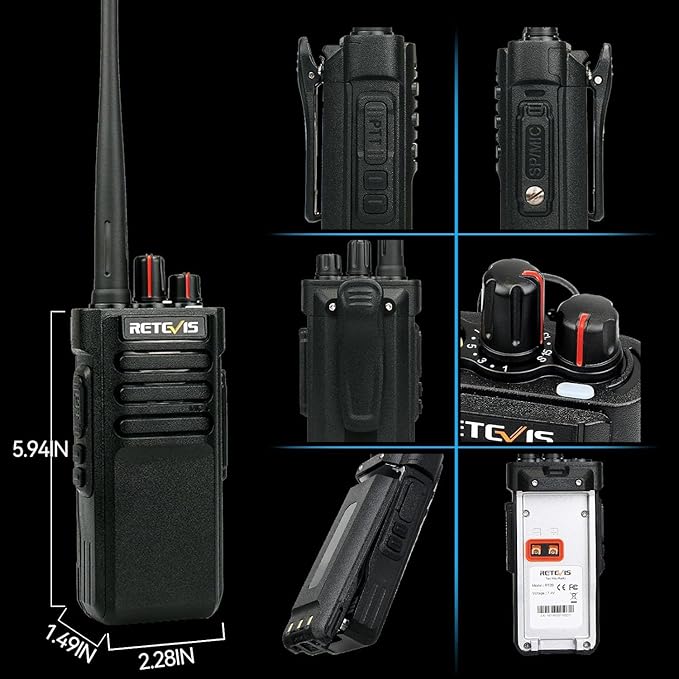 Retevis RT29 High Power Two Way Radios Long Range, Rugged Walkie Talkies for Adults with Foldable Antenna, 3200mAh, Rechargeable 2 Way Radios with Mic, Professional Radio for Construction(4 Pack)