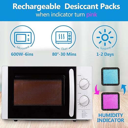 10 Packs 100g Rechargeable Silica Gel Desiccant Moisture Absorbing Bag for Storage Bin Indicating Silica Gel Desiccant Packet Reusable Dehumidifier Bag for Home Closet Car (5 x 3.5 Inches)