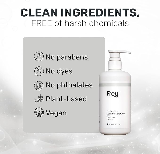 FREY Full Wash Laundry Care Bundle - Concentrated Liquid Laundry Detergent & Fabric Softener (Fragrance-Free)