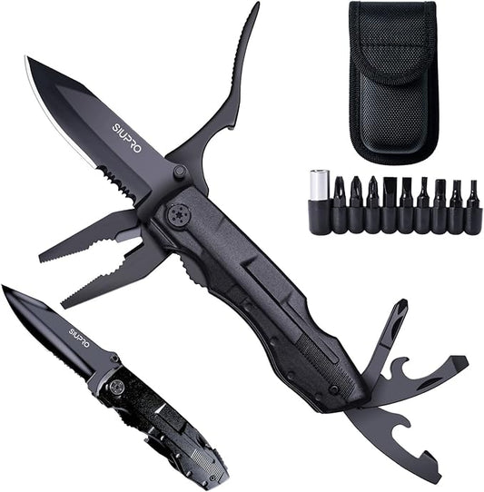 Multitool Pocket Knife for Men, Tactical Folding Multi Tool, Christmas Stocking Stuffers Gifts Idea, Multipurpose Utility Plier for Camping, Survival, Hiking