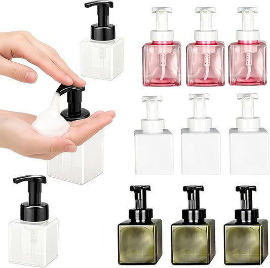 12 Piece 250ml Foam Soap Dispenser, Travel Foam Dispenser. Refillable Plastic Pump Hand Soap Bottle, Travel Essentials, Clear Container for Bathroom Vanity