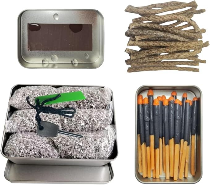 Fire Starter Kit with Magnesium Shavings and Waterproof Matches – Multiple Options with Ferro Rod and Fire Rope for Camping, Emergency, Bushcraft, Survival