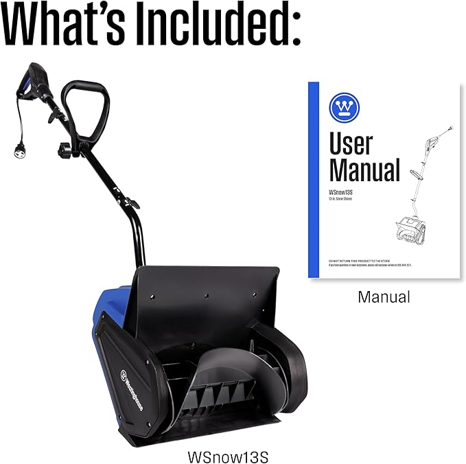 Westinghouse WSnow13S Corded Snow Shovel, 13-inches Wide, Electric Snow Shovel with 20ft Throwing Distance, Plows 430lbs/min for Driveway/Steps/Sidewalk/Porch