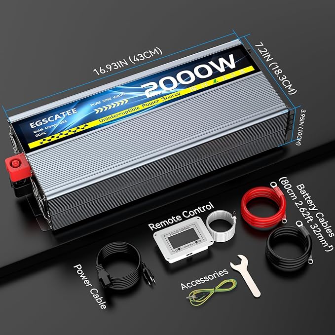 Sump Pump Battery Backup System, Safe Back Up System for Emergency and Power Outage, Sump Pump Backup Power Supply with LCD Screen Remote Controller, Auto Switching