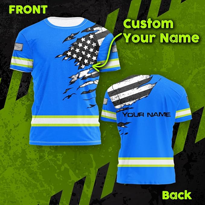 Color US Flag High Visibility Hoodie for Men Women Reflective Tapes Safety Workwear for Worker Runner Patriotic