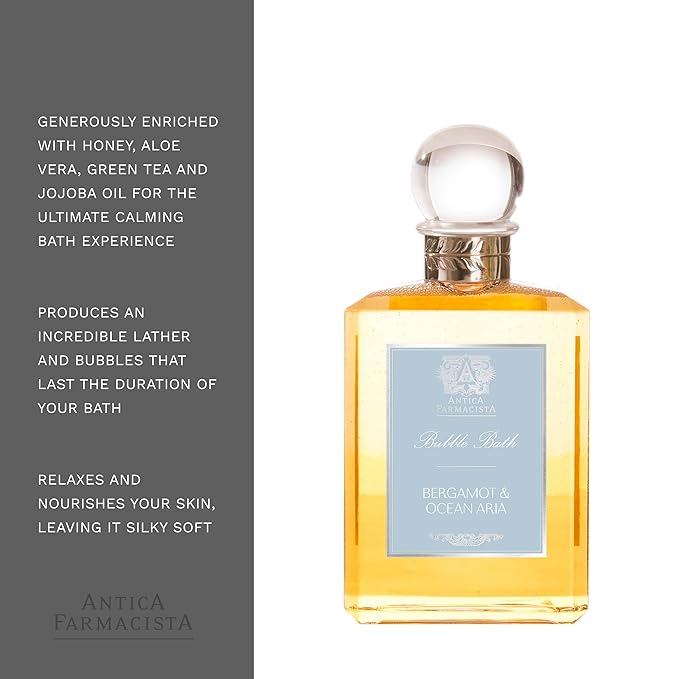 Antica Farmacista Bubble Bath - Relaxing Foam Bath with Honey, Jojoba Oil & Aloe Vera - Luxury Gift for Any Occasion - Bergamot & Ocean Aria, 16 fl oz