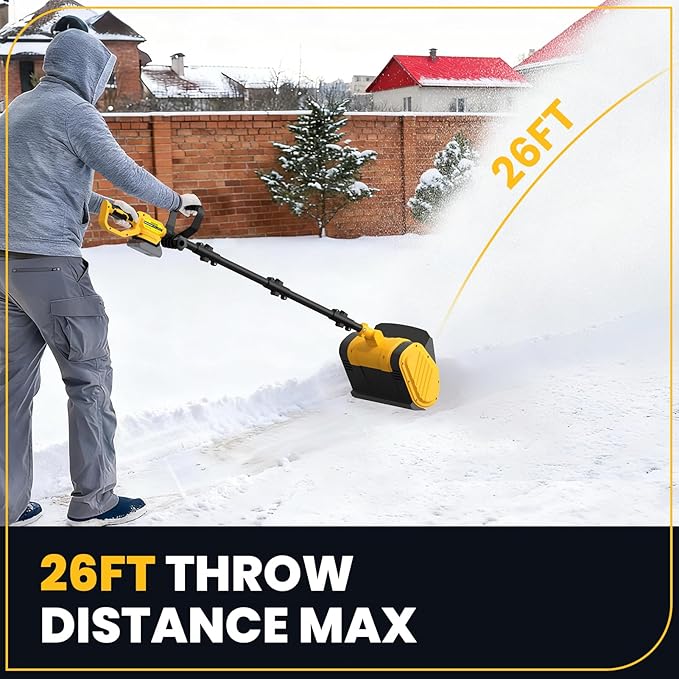 Electric Snow Shovel for Dewalt 20V Max Battery, 11" Brushless Snow Blower with Adjustable Handle, Max 26 FT Snow Thrower, Cordless Snow Shovel 20V for Driveway, Sidewalk, Patio, Deck (No Battery)