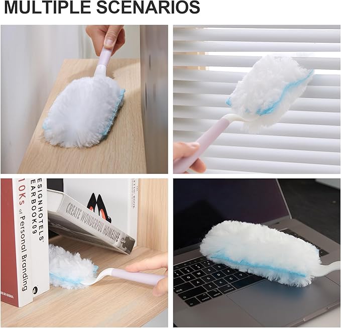 JOYMOOP Disposable Duster Set, 30 Pcs 360 Heavy Duty Duster Refills with 1 Dusting Wand, Disposable Dusters for Cleaning Home & Car, Multi-Surface Dusters, for Dusting Corners, Ceiling Fans, Furniture