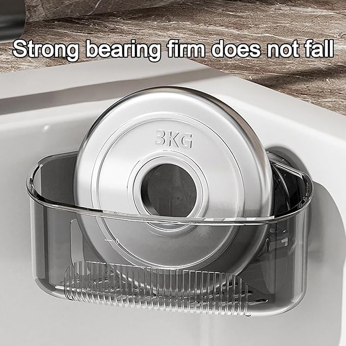 2PCS Sink Organizer Rack for Kitchen for Sponges, Scrubbers, Sink Corner Drain Box,with Adhesive Suction Cup Mount (Black)