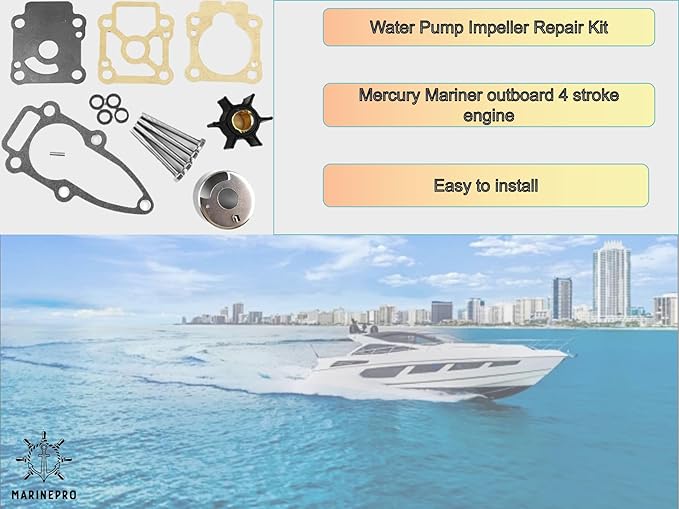 Water Pump Impeller Repair Kit for 803750A03 Mercury Outboard 8 9.9 HP Nissan and Tohatsu 3B2873222M 3B2-87322-2