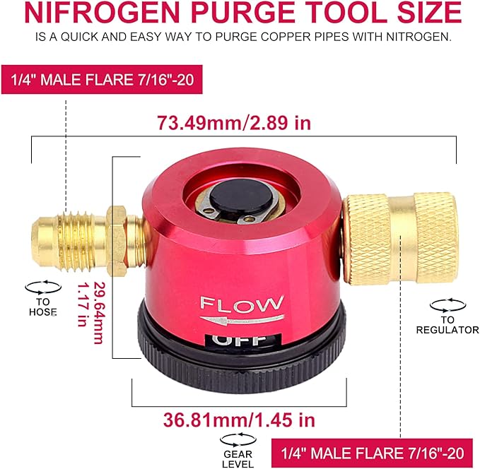 Nitrogen Purge Tool, HVAC Purge Nitrogen Flow Regulator