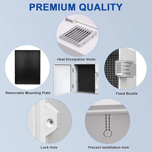 Electrical Box, Outdoor Electrical Junction Box 15.7"x11"x5.9" IP65 Waterproof ABS Plastic Enclosure Project Box with Internal Mounting Panel Hinged Lid (Grey Plastic)